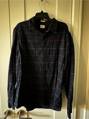 J.Crew Men's Navy Windowpane Button-Up Flannel Shirt